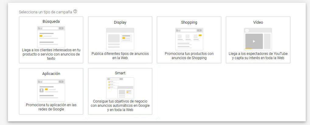 Tipos de campañas. Cómo vender en Google ads