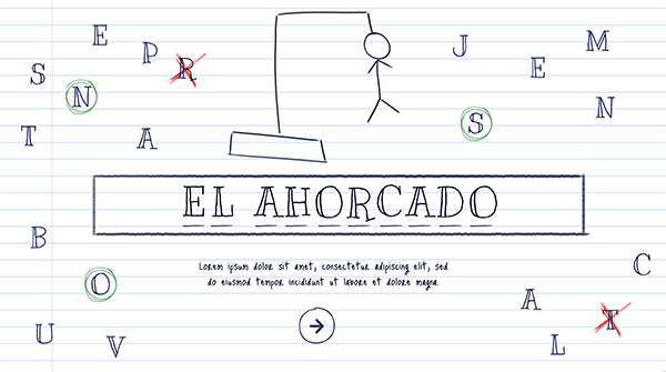 una imagen del juego ahorcado, donde la persona que juega a perdido.