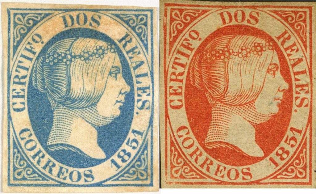 Sello Azul de 2 Reales de 1851